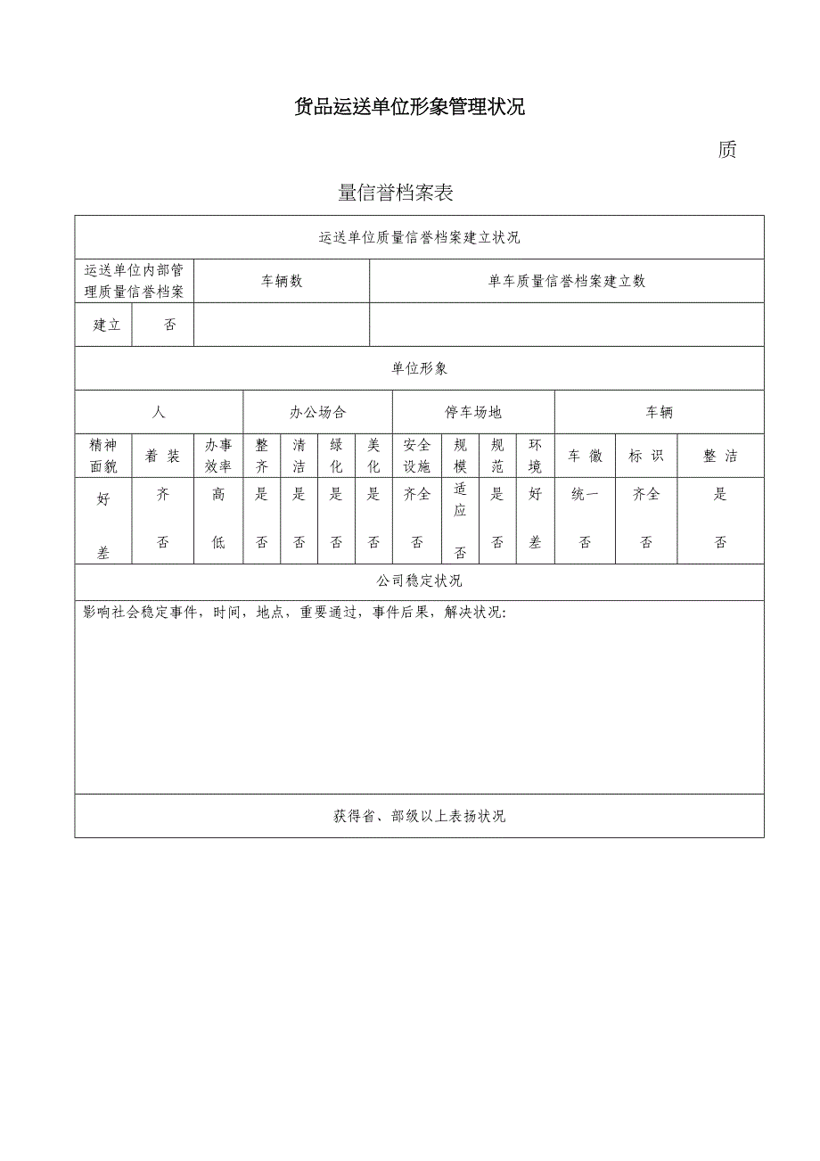 货物运输单位基本情况表格张分析_第2页