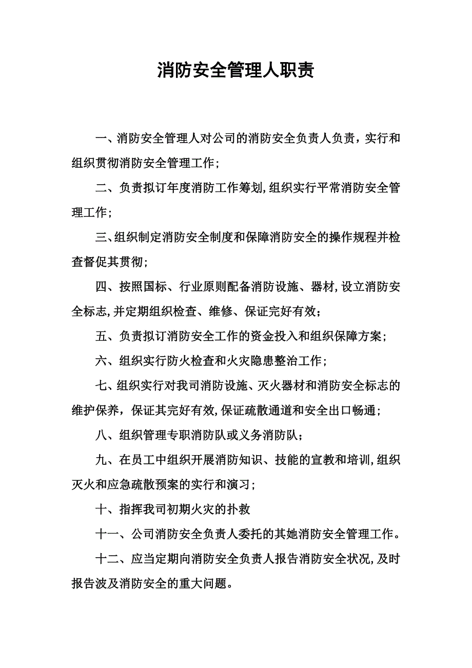 消防安全管理人职责_第1页