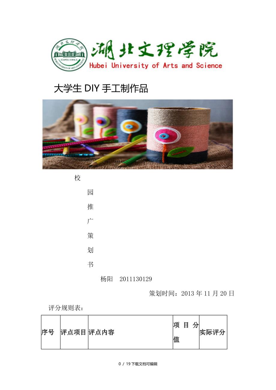 DIY手工制品营销策划书_第1页