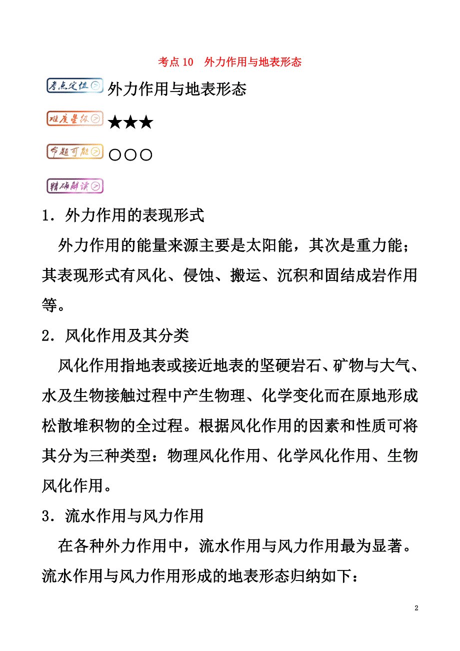 高中地理最拿分考点系列考点10外力作用与地表形态练习新人教版必修1_第2页