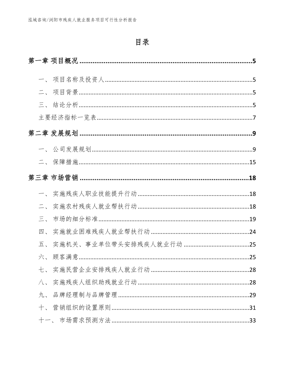 浏阳市残疾人就业服务项目可行性分析报告_范文模板_第1页
