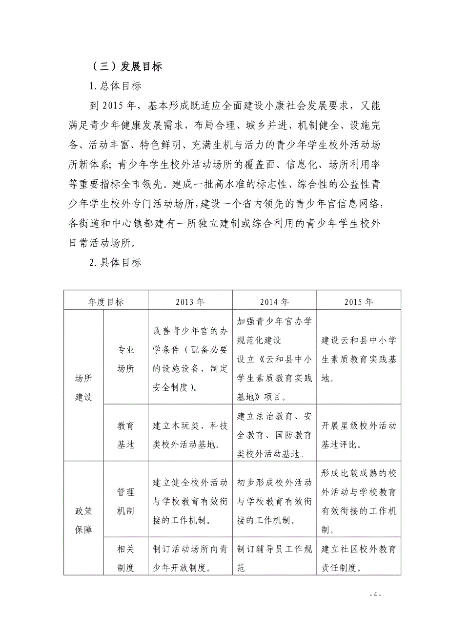 云和县青少年学生校外活动场所建设与发展规划_第4页