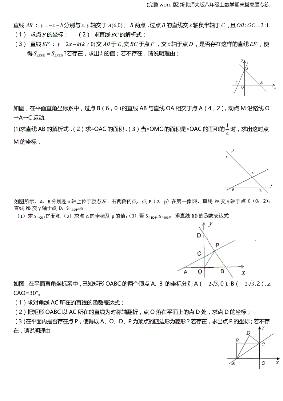 (完整word版)新北师大版八年级上数学期末拔高题专练.doc_第2页