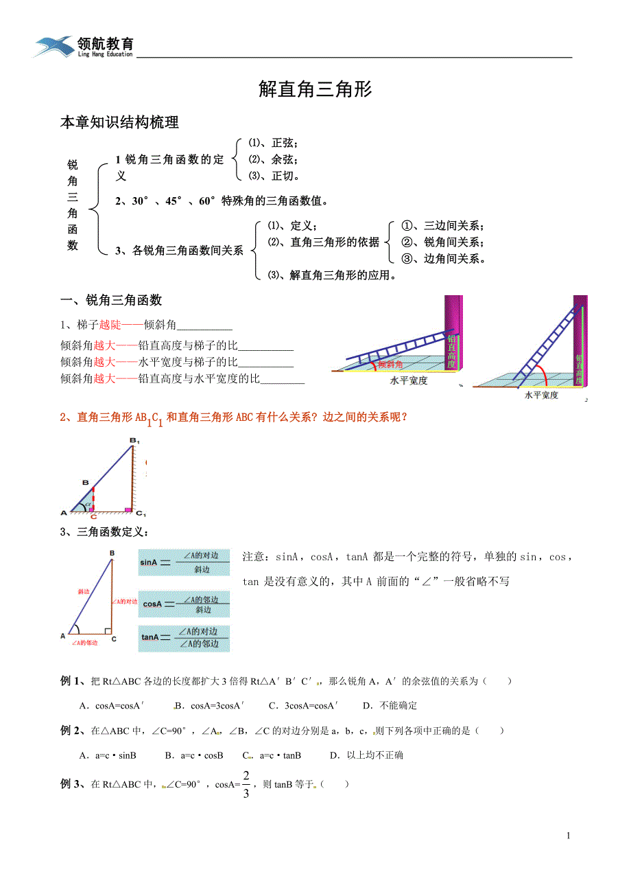 解直角三角形知识点及典型例题.doc_第1页