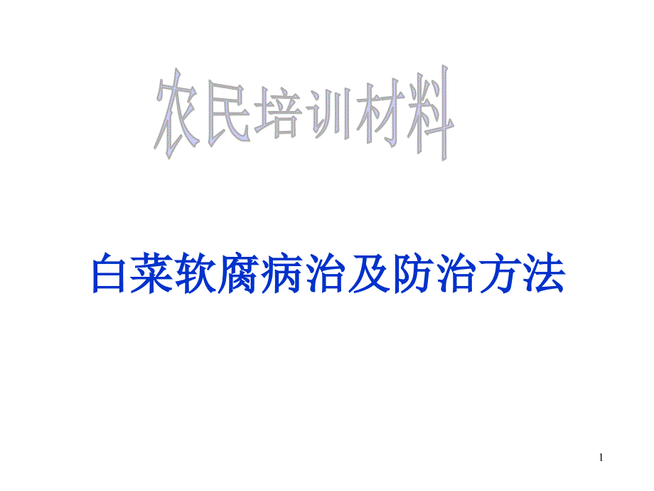 农民培训技术——白菜软腐病治及防治方法课件_第1页