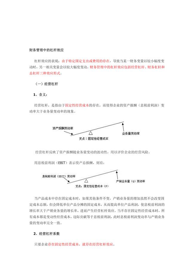 财务管理中的杠杆效应