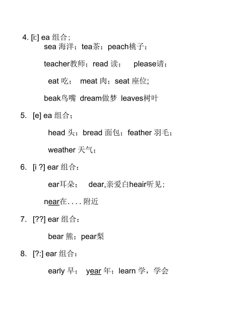 小学英语常用字母或字母组合发音规律要点_第5页