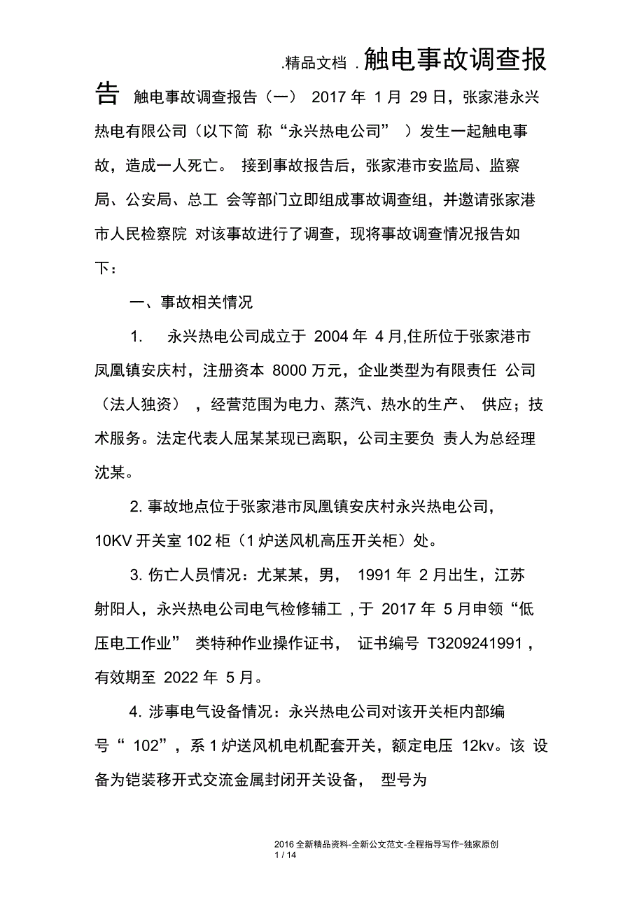 触电事故调查报告_第1页