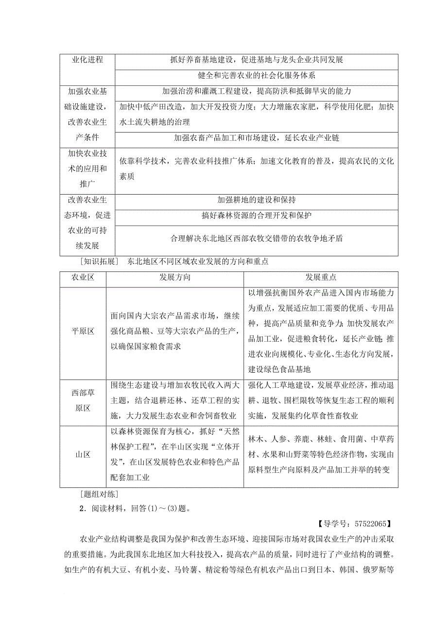 高中地理 第2章 区域可持续发展 第3节 第2课时 东北地区农业开发中的问题及农业的学案 中图版必修3_第5页