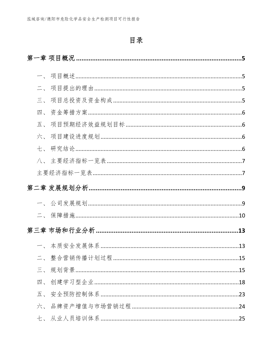 德阳市危险化学品安全生产检测项目可行性报告参考范文_第1页