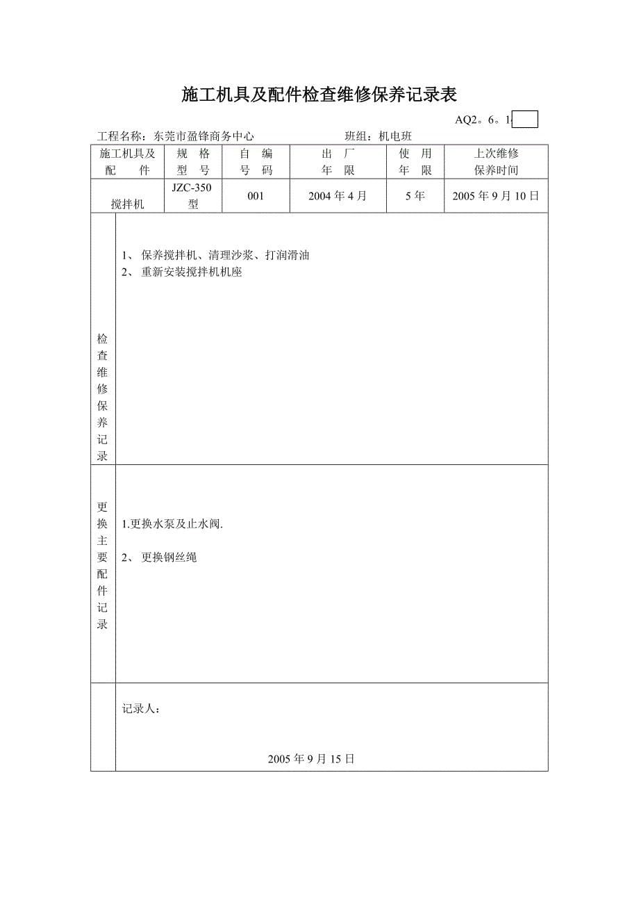 3.施工机具及配件检查维修保养记录表.doc_第5页