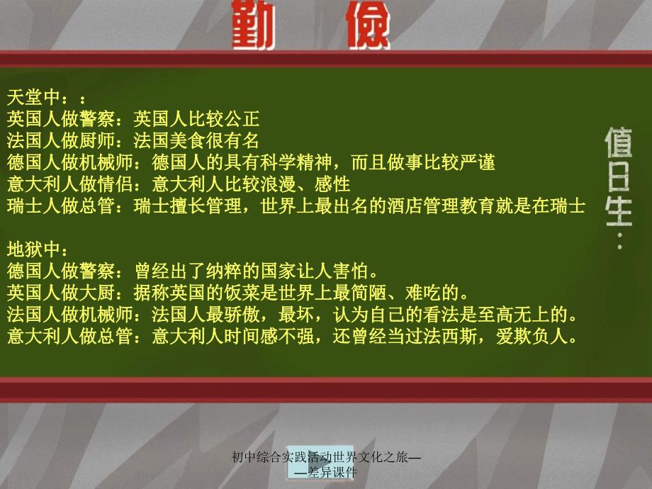 初中综合实践活动世界文化之旅差异课件_第3页