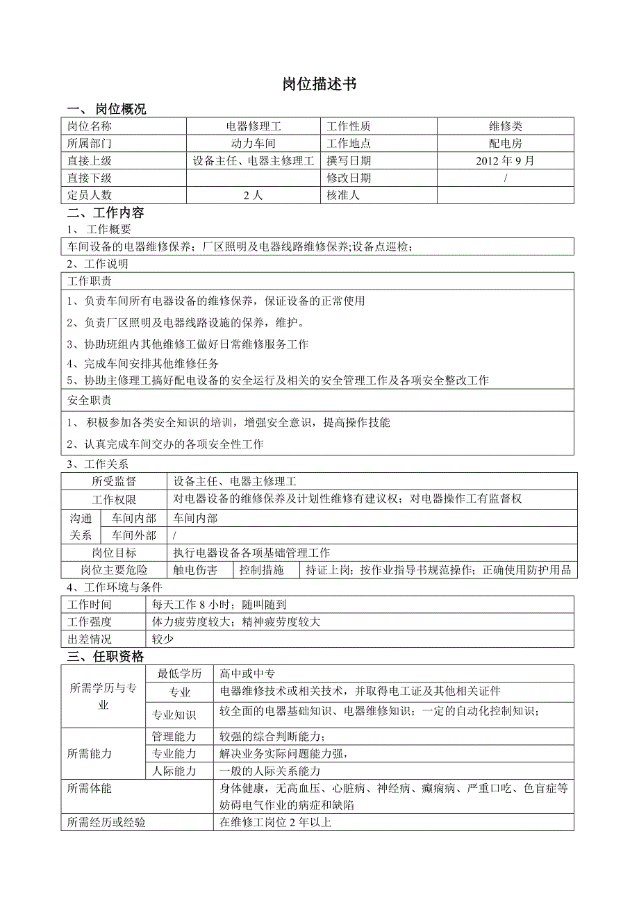 卷烟厂动力车间岗位描述书_第2页