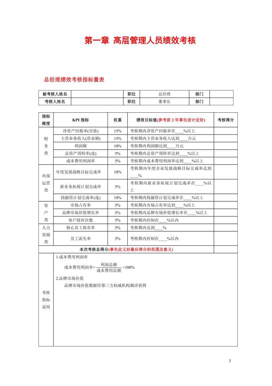 各部门各岗位绩效考核表_第3页