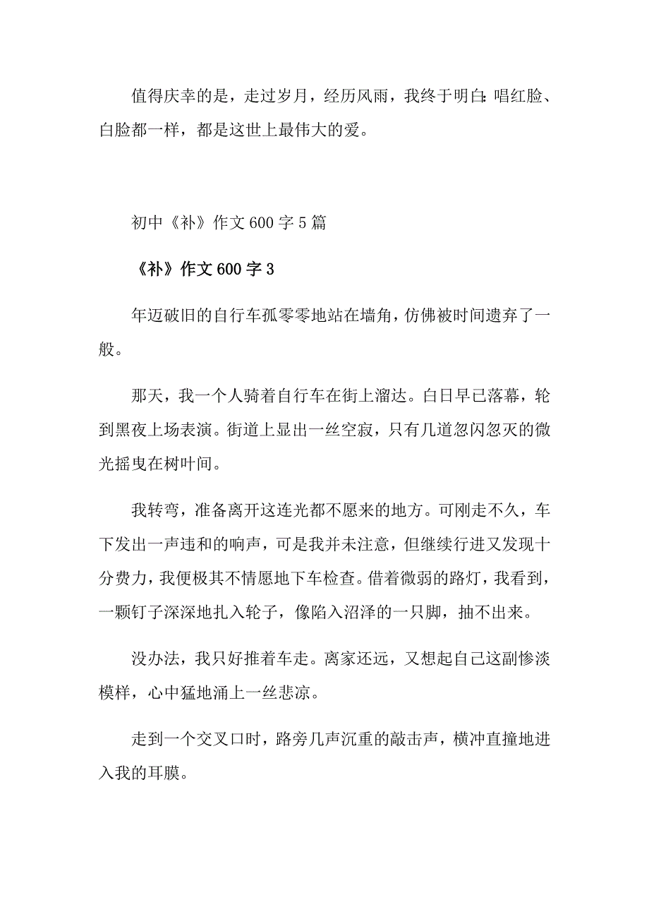 初中《补》作文600字5篇_第4页