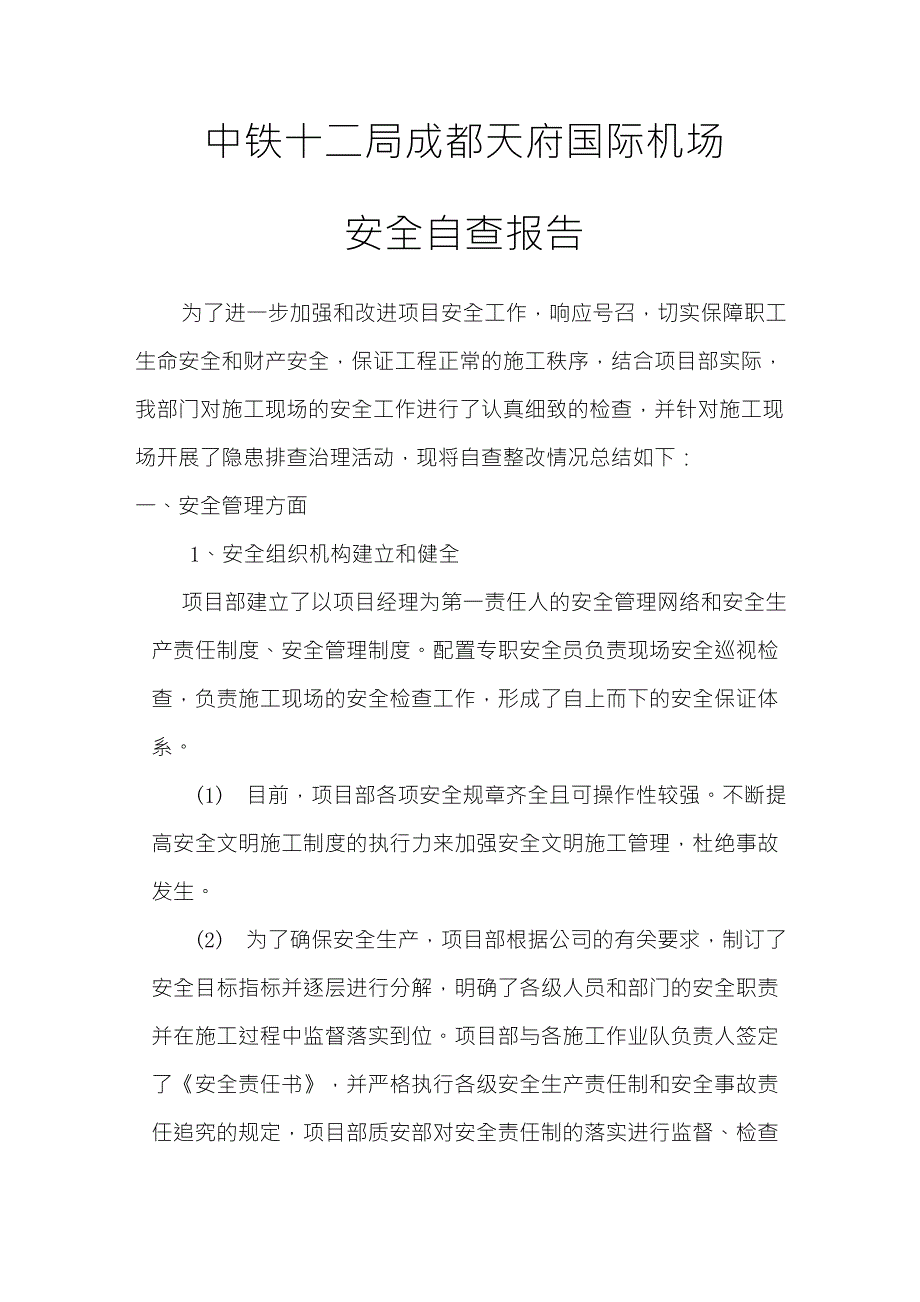 安全自查报告_第1页