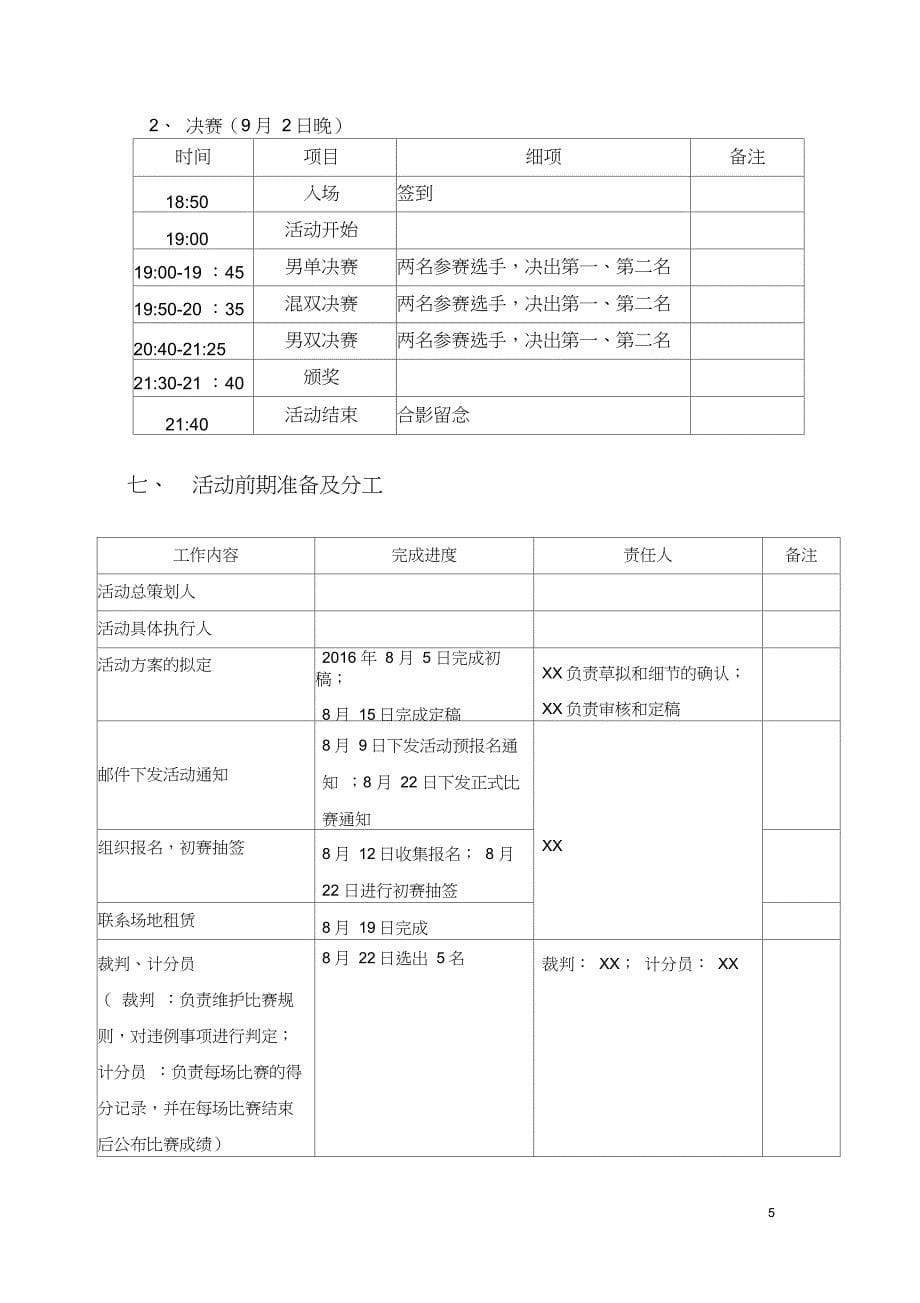 XX公司羽毛球赛策划书(团建活动_第5页