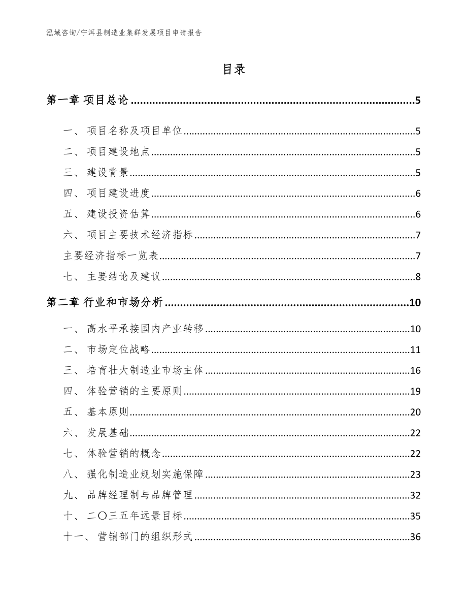 宁洱县制造业集群发展项目申请报告（模板范文）_第1页