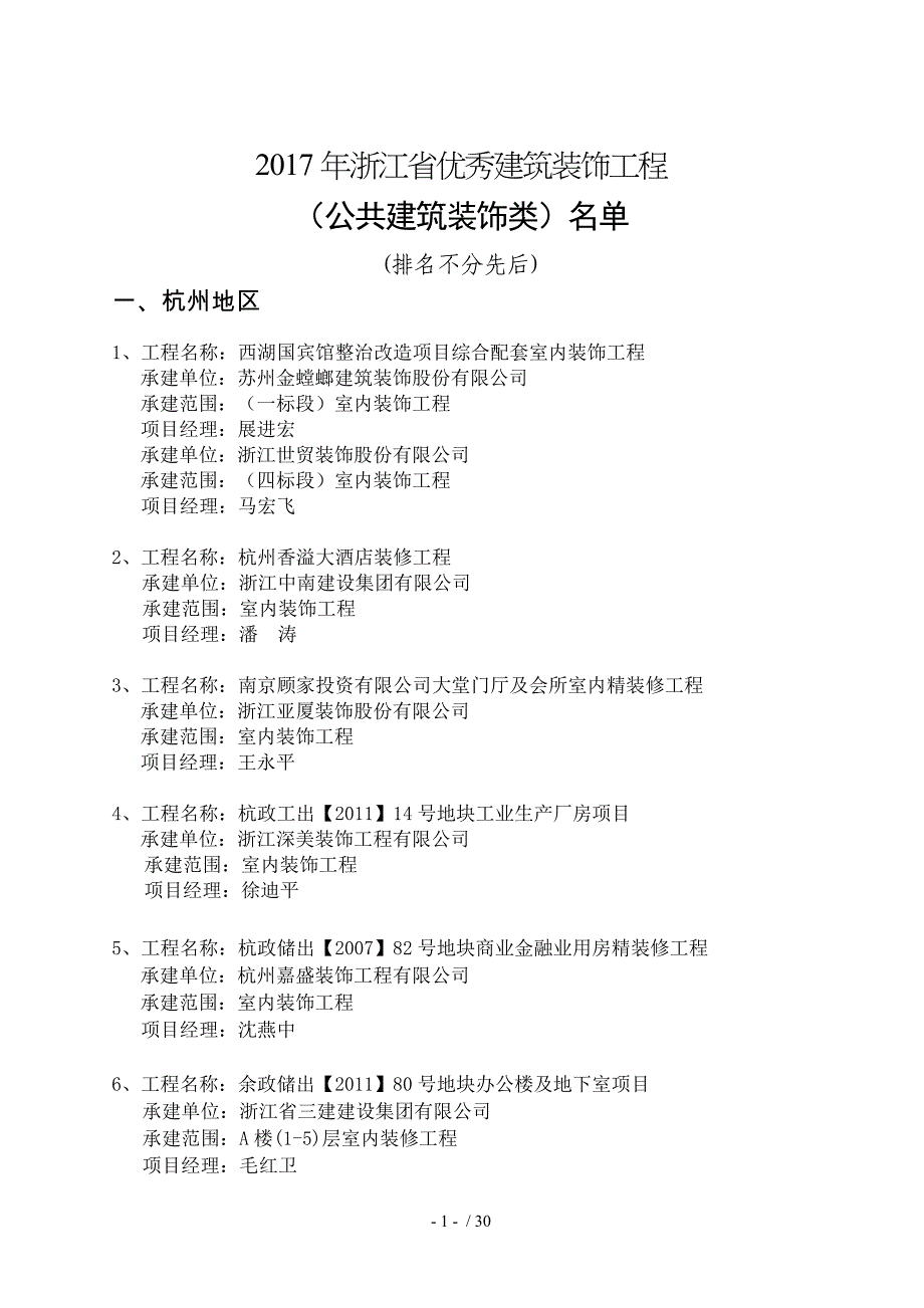 2017年浙江优秀建筑装饰工程_第1页