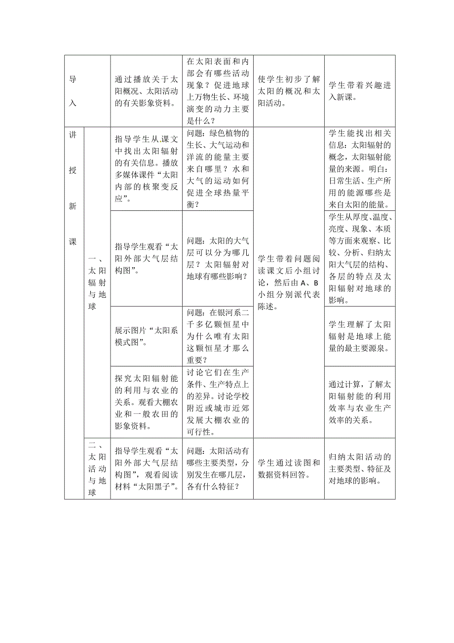 高中地理 1.2《太阳对地球的影响》教案（5） 中图版必修1_第3页