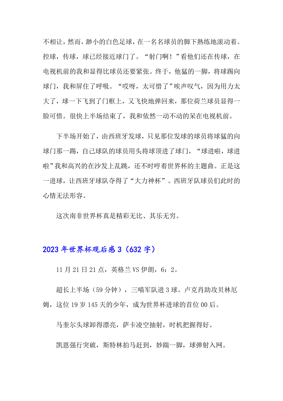 （模板）2023年世界杯观后感_第3页