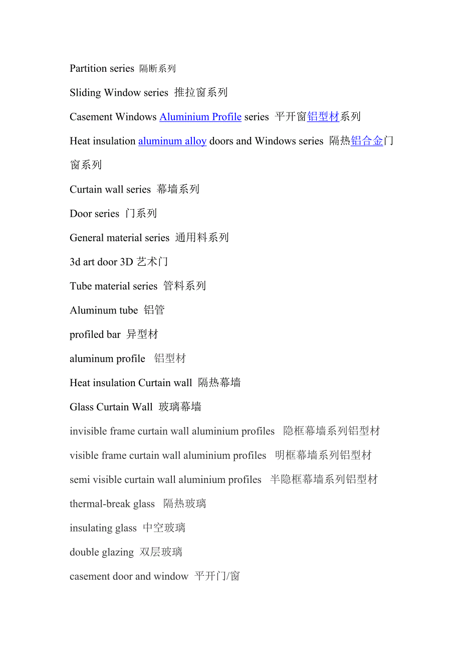 (精品)铝合金门窗专业术语翻译_第1页