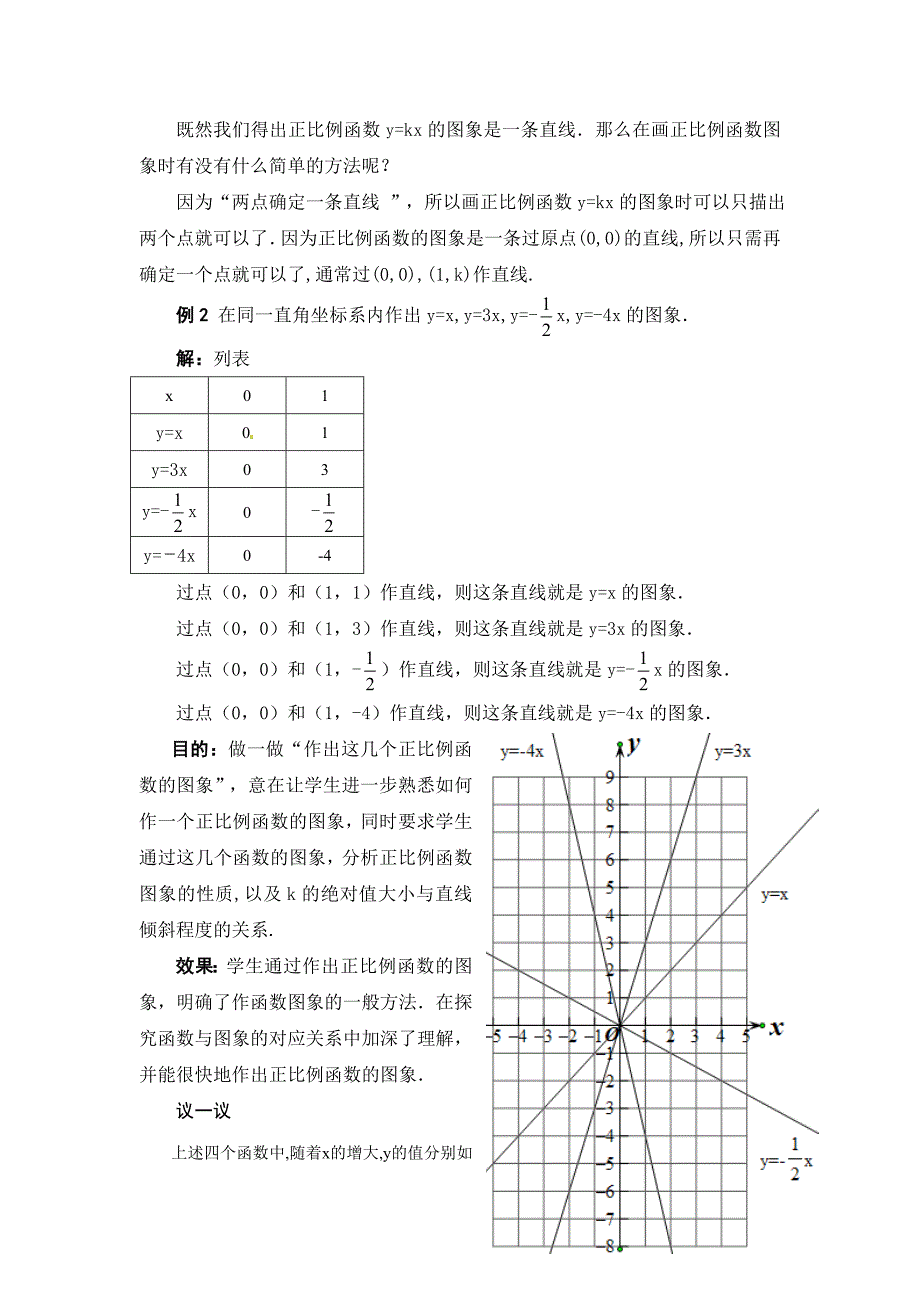 [最新]【北师大版】八年级上册教案：4.3.1正比例函数的图象和性质2_第4页