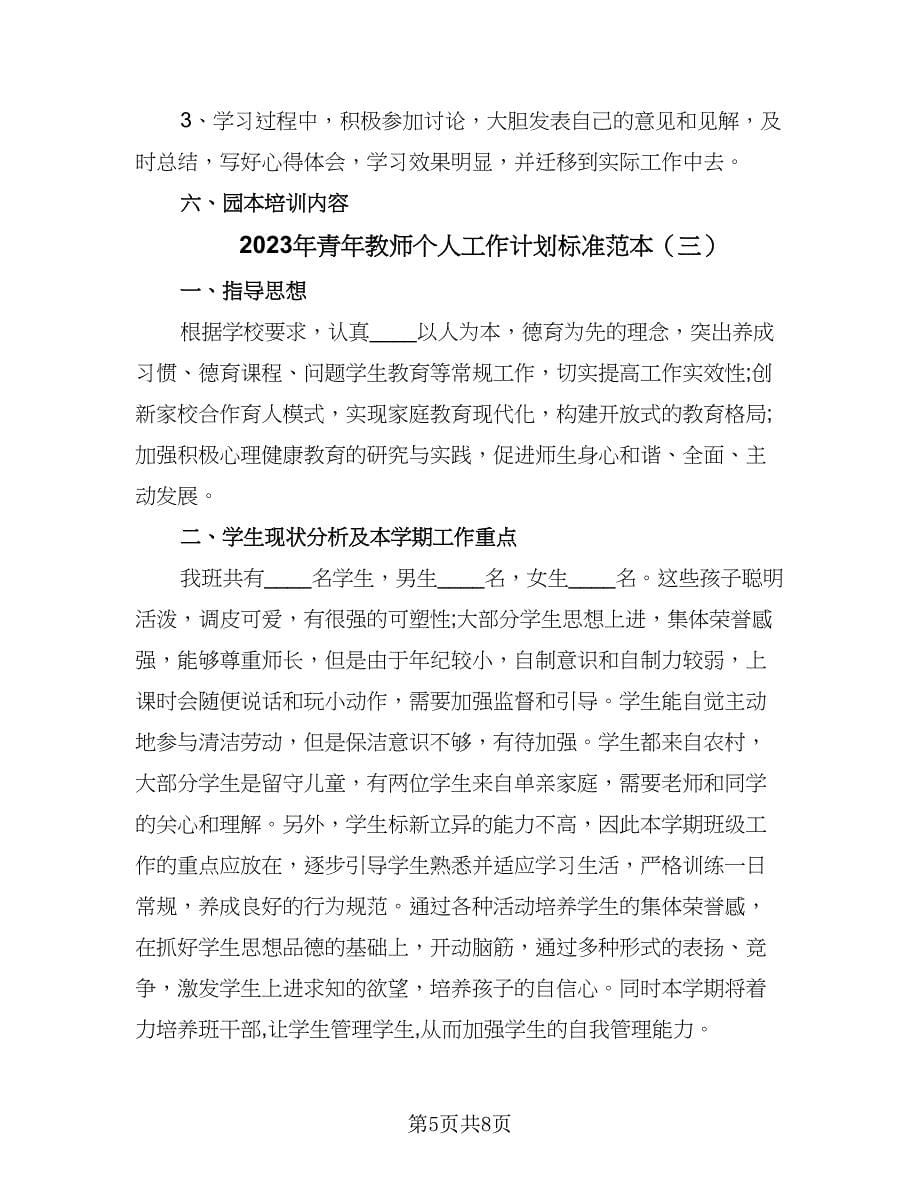 2023年青年教师个人工作计划标准范本（三篇）.doc_第5页