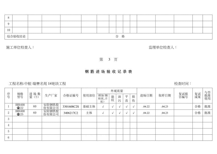 钢筋原材进场验收记录表_第5页