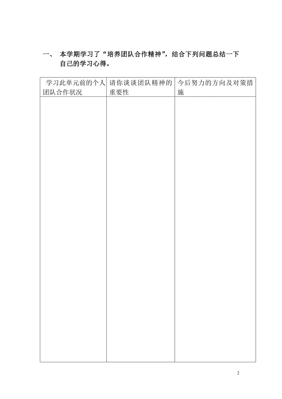 职业规划与成功素质训练第三学期手册_第2页