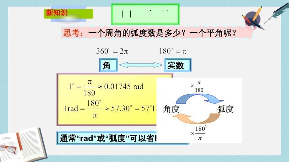 高教版中职数学(基础模块)上册52《弧度制》课件3_第5页