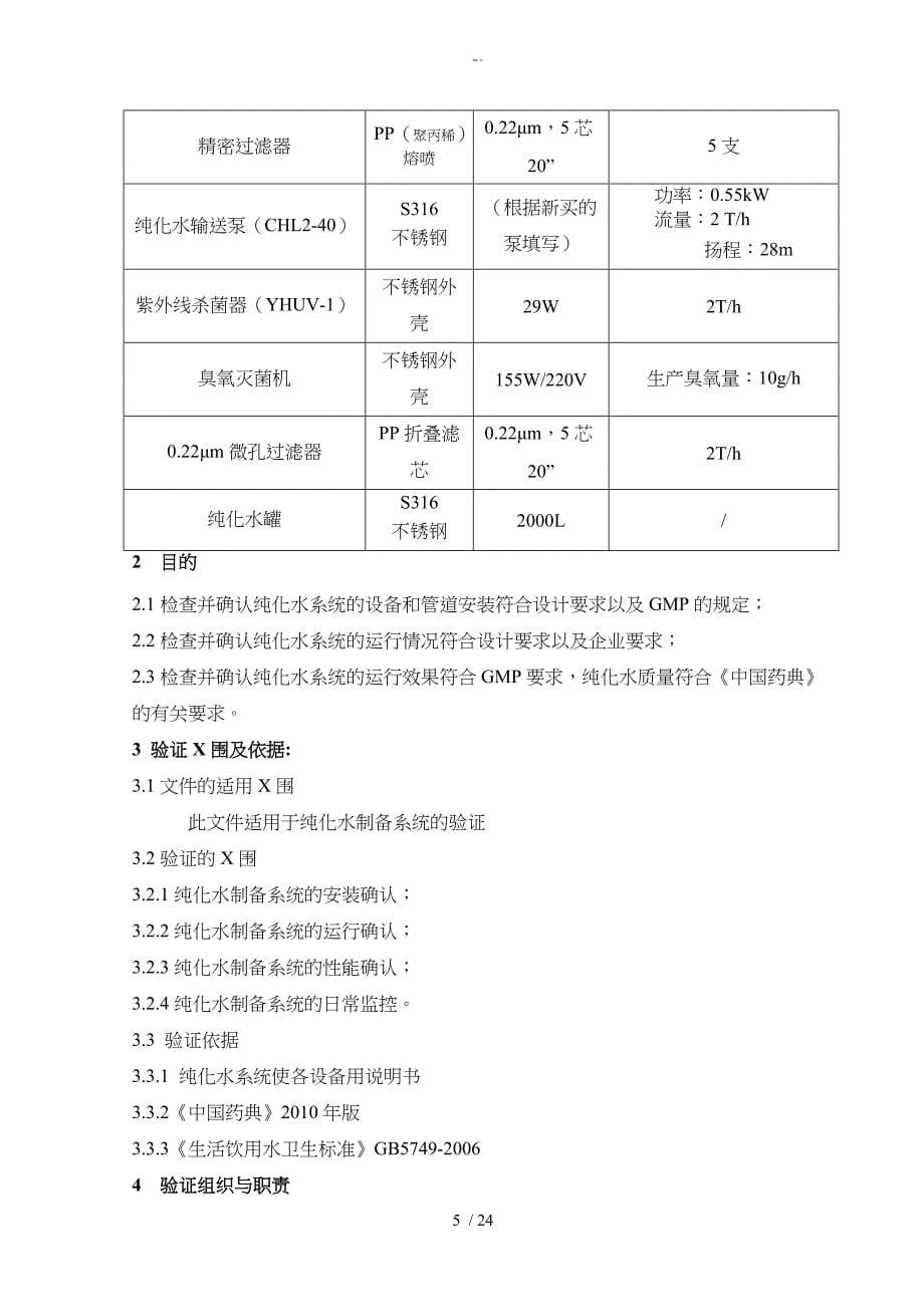 制药厂纯化水系统GMP验证方案_第5页