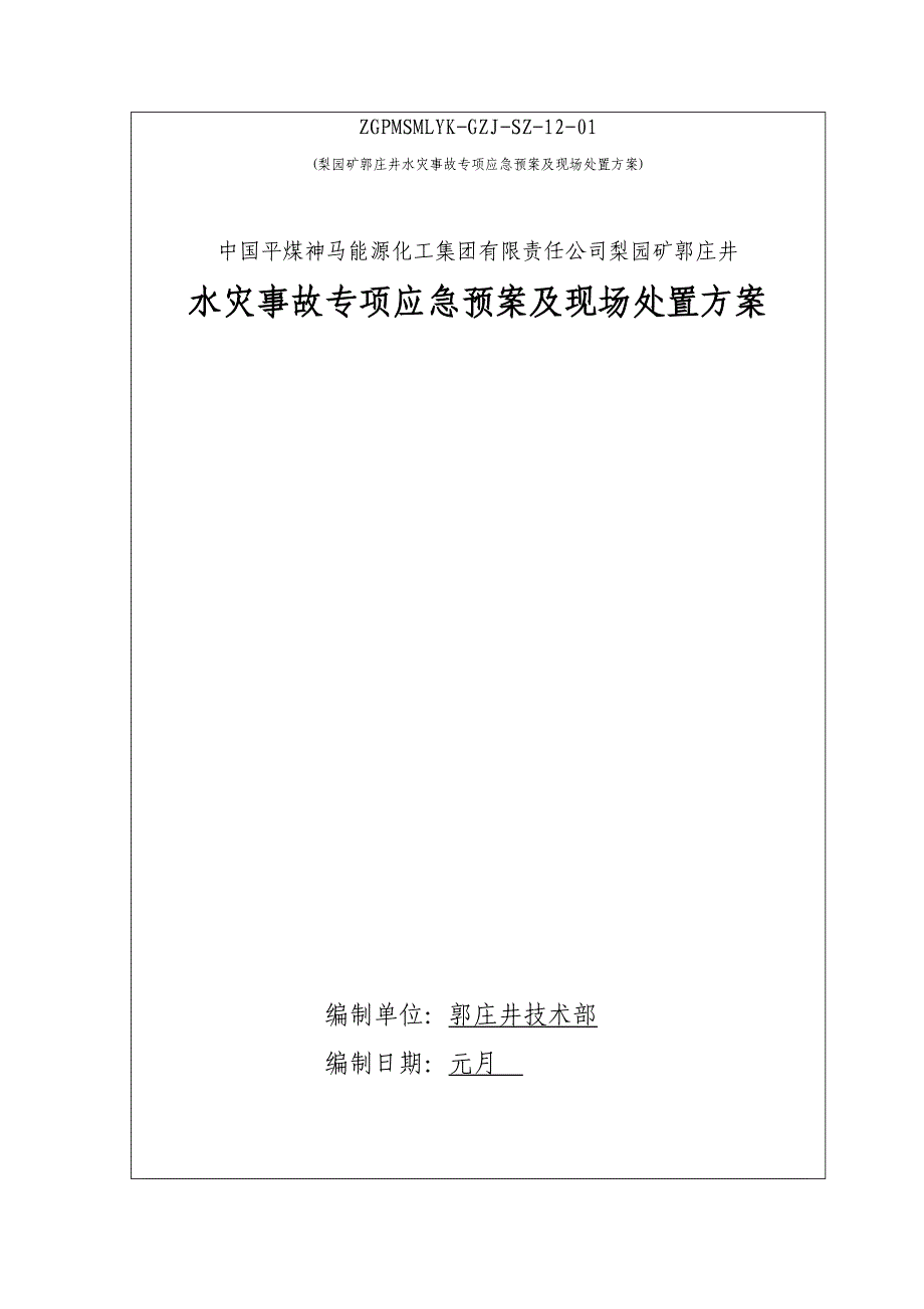 水灾事故专项应急全新预案及现场处置专题方案_第1页