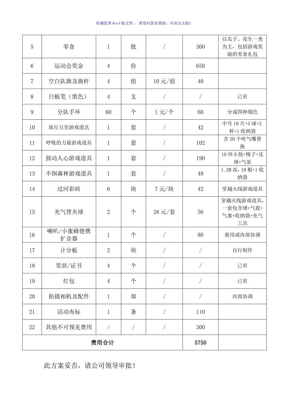 公司小型团建活动方案（word版）_第5页