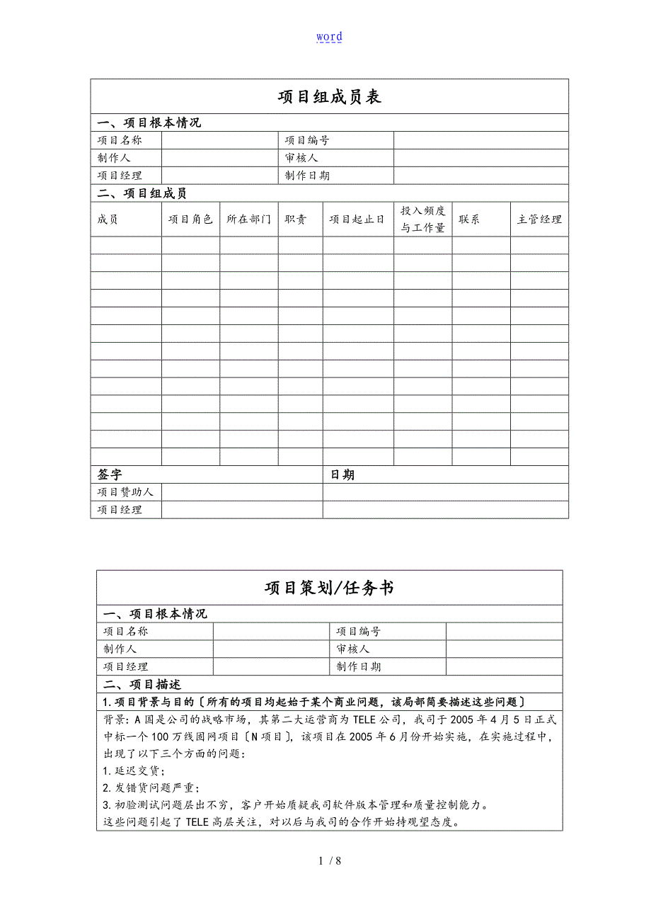 华为项目管理系统10大实用模板(可直接套用_非常实用地项目管理系统实用模板)_第1页