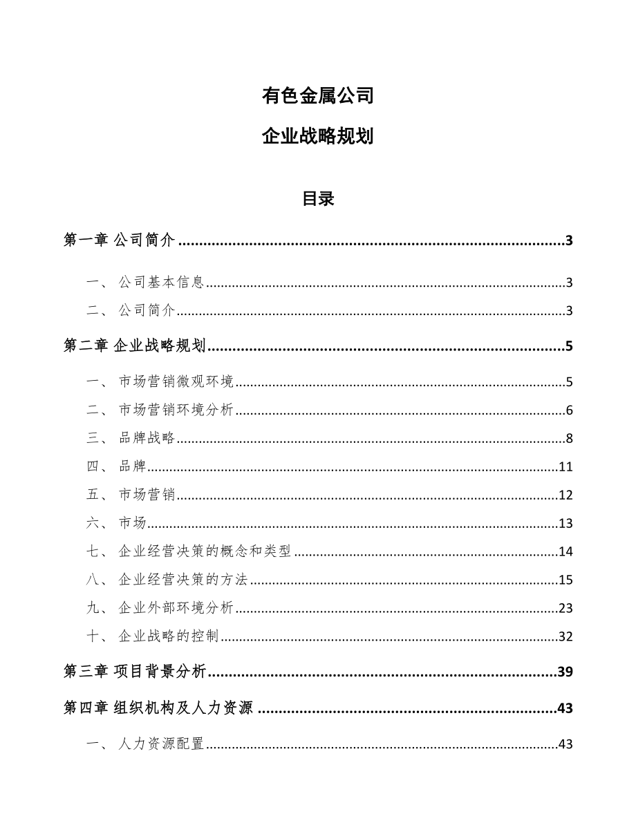 有色金属公司企业战略规划（范文）_第1页