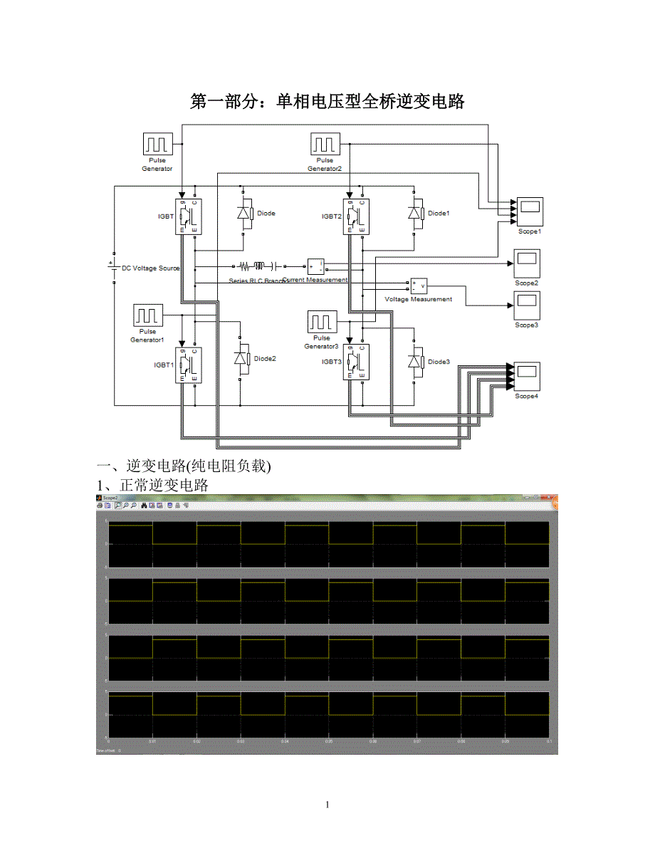 PWM技术在单相全桥逆变电路中的应用-MATLAB仿真结果(副本)_第1页