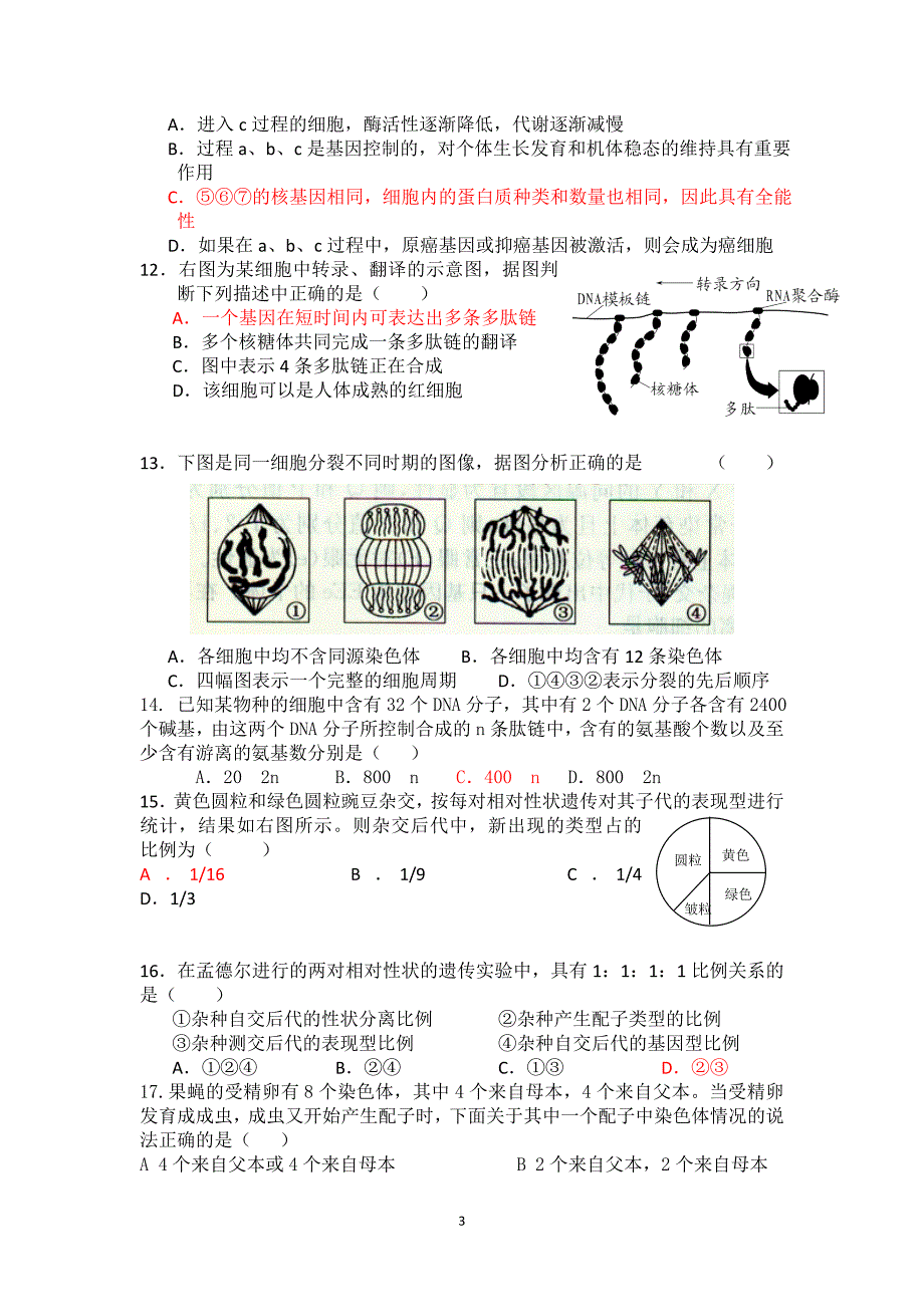 高三生物综合测试题_第3页