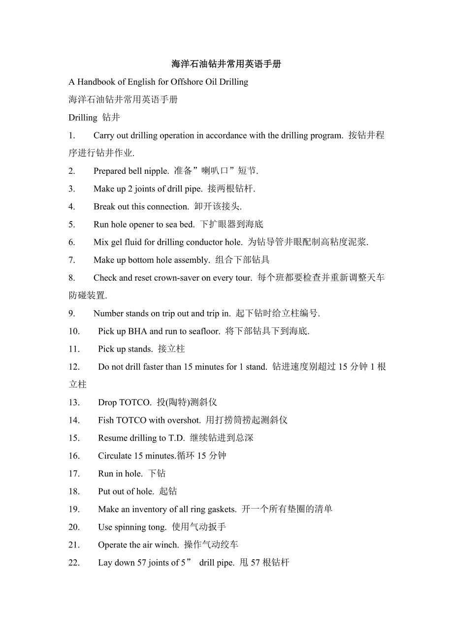 海洋石油钻井常用英语手册_第1页