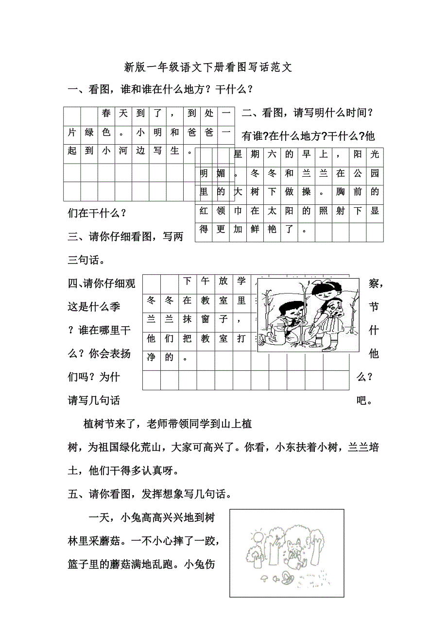 新版一年级语文下册看图写话范文_第1页