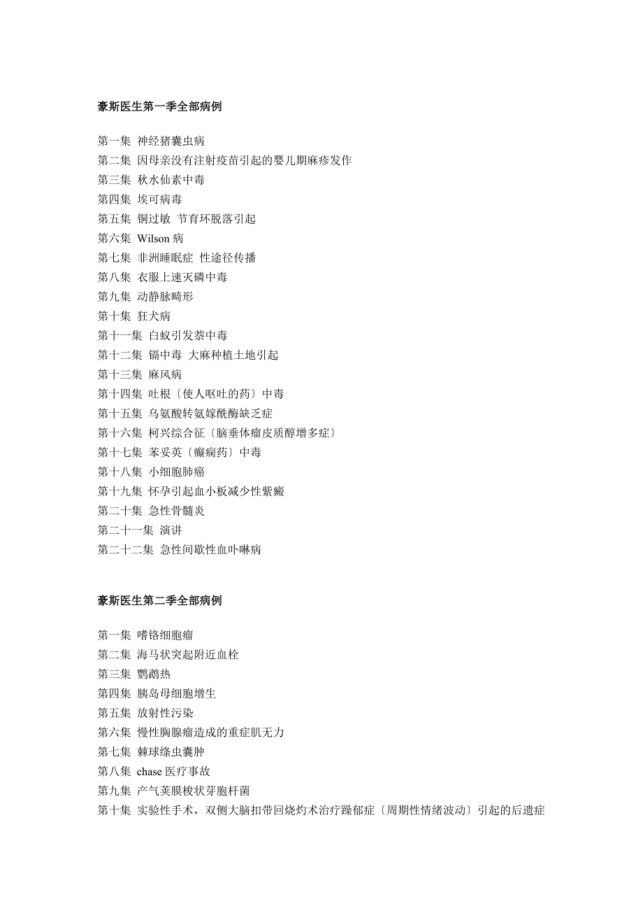 豪斯医生全部病例_第1页