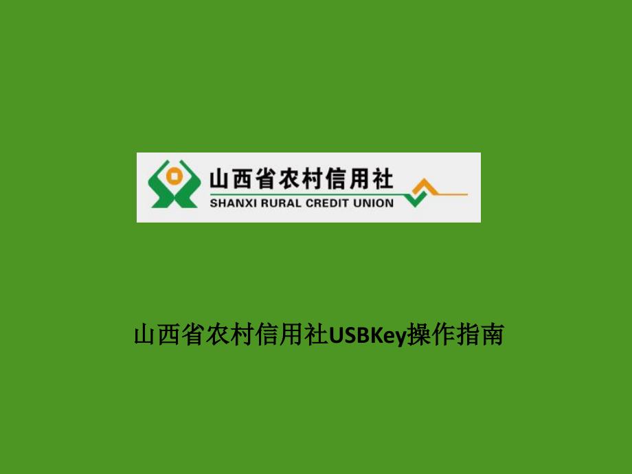 山西省农村信用社USBKey操作指南_第1页