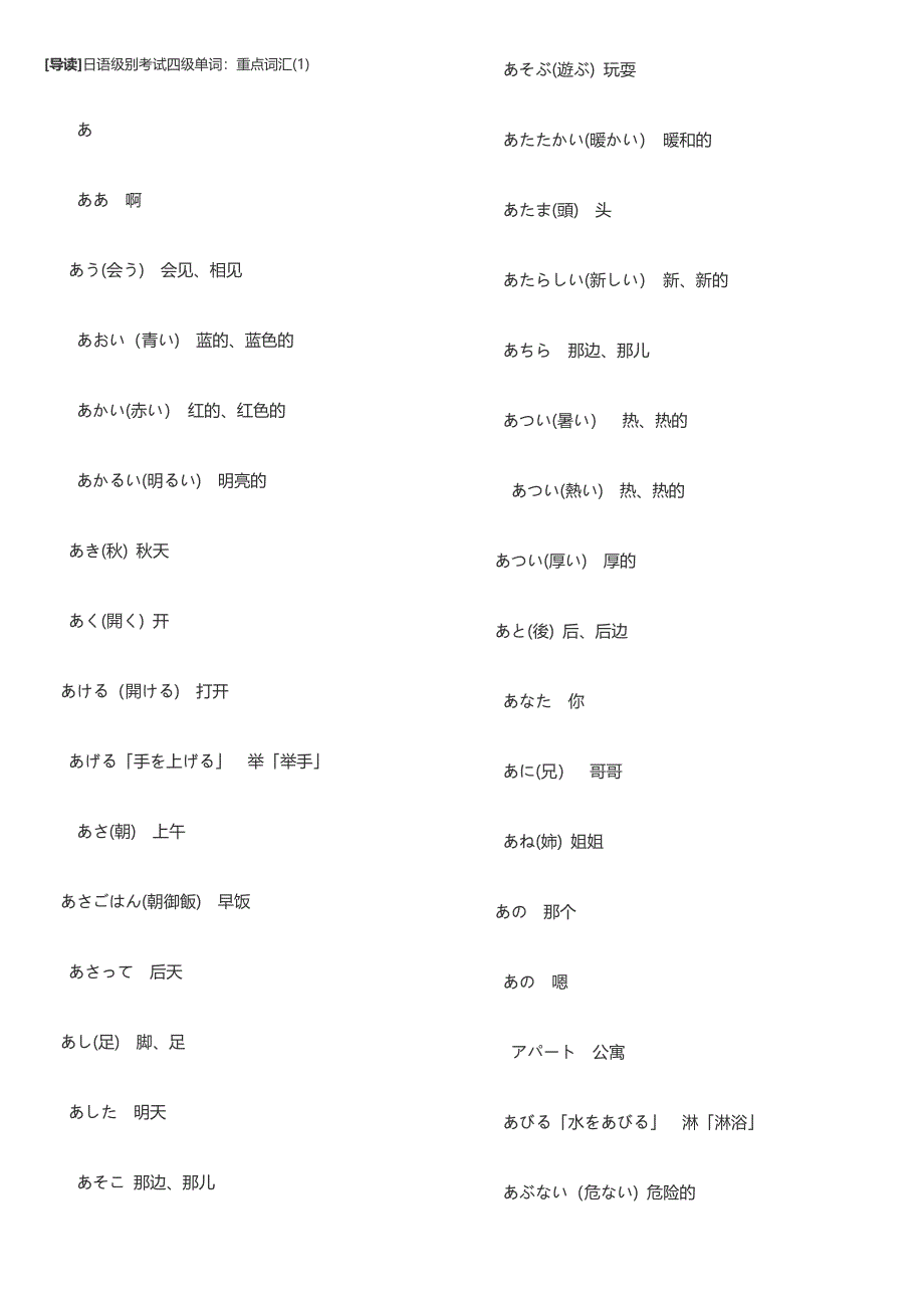 日语N4词汇总结_第1页