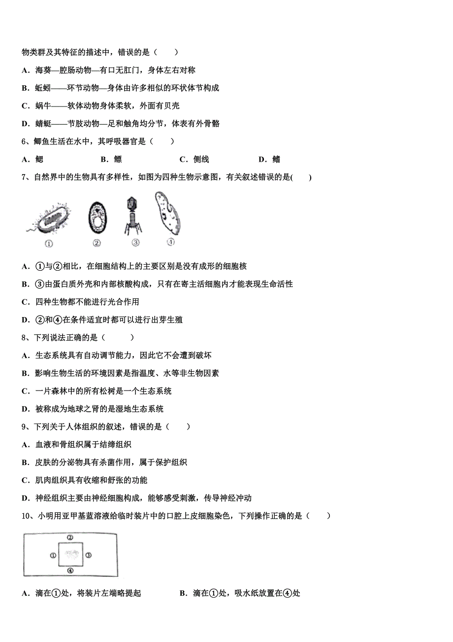 福建省泉州晋江市达标名校2022-2023学年中考生物四模试卷含解析.doc_第2页