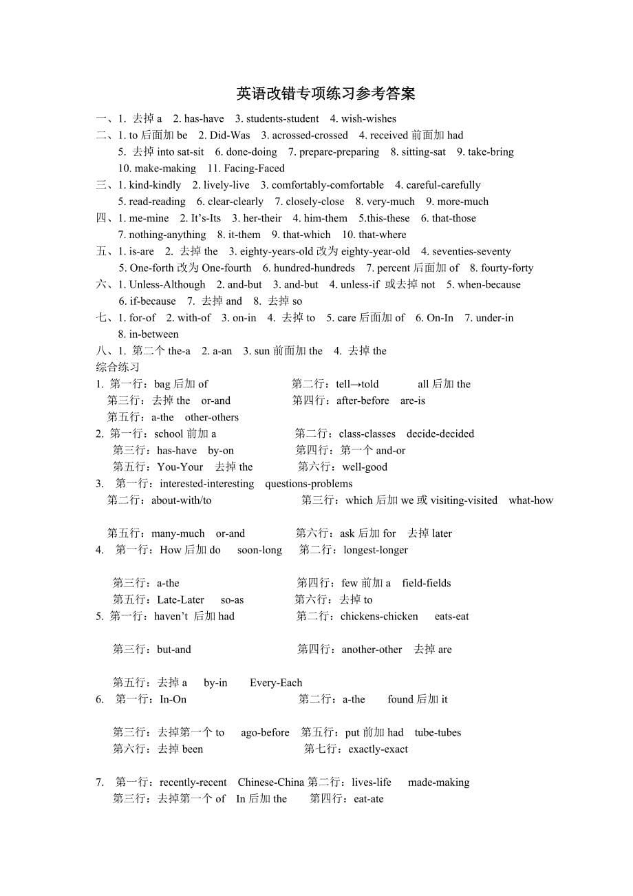 高中英语改错练习题含答案_第5页