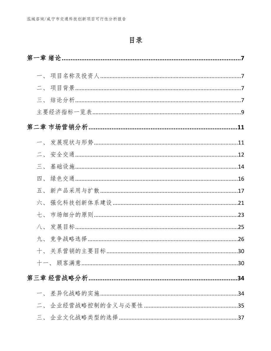 咸宁市交通科技创新项目可行性分析报告（模板参考）_第1页