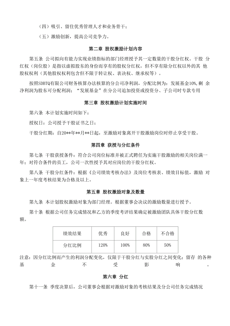 股权(干股)激励制度_第2页