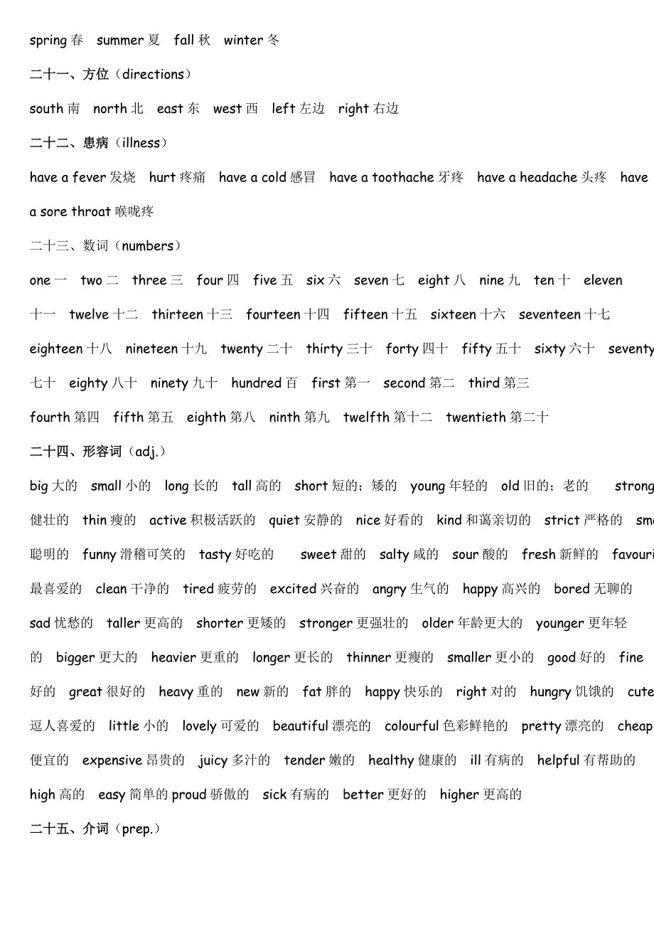 小学三年级到六年级的英语单词分类表_第4页