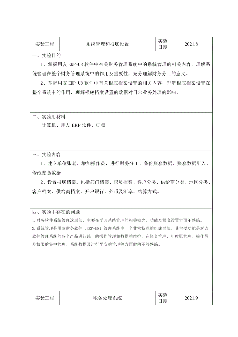 计算机会计实验报告模板08_第2页