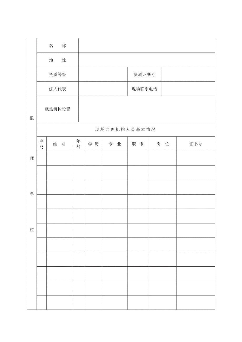 A4建设工程质量监督申报表三份_第5页